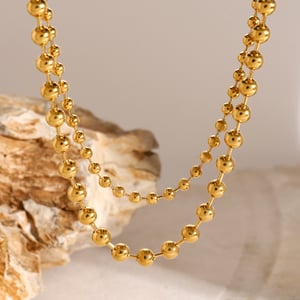 1 piece simple series simple heart stainless steel  gold plated women beaded necklaces h5